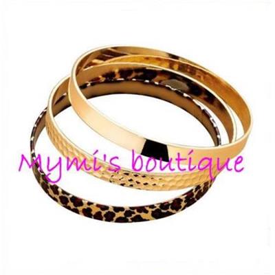 Lot de 3 bracelets Zoey (joncs assortis doré et fauve)