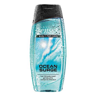 Gel douche 2 en 1 corps et cheveux Ocean Surge Avon Senses - menthe poivrée et marine