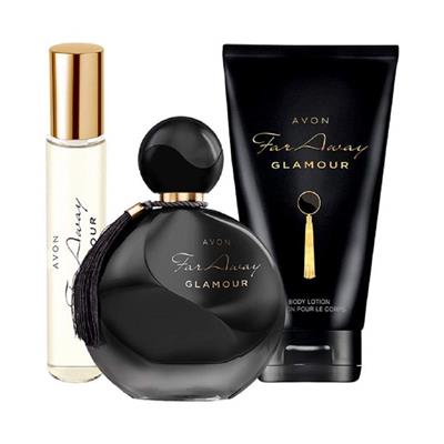 Lot de 3 produits FAR AWAY GLAMOUR : eau de parfum, lait hydratant et mini parfum