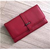 Portefeuille Journey triple couche faux cuir rouge grainé