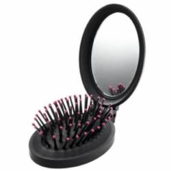 Brosse pliable de voyage et compacte noire AVON avec miroir intégré
