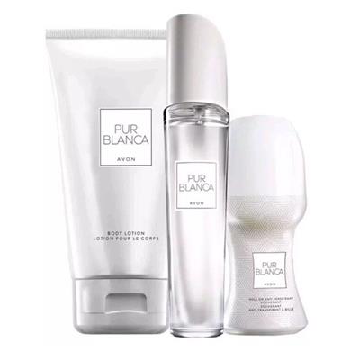 Lot PUR BLANCA Avon : eau de toilette, lotion, déodorant bille