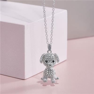 Collier Maribel Chien Chiot mignon articulé à strass