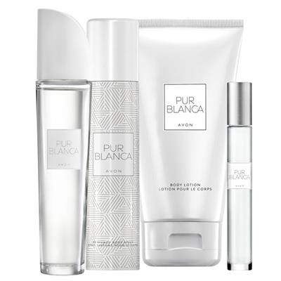 Lot PUR BLANCA Avon : eau de toilette, mini spray, lotion, déo spray