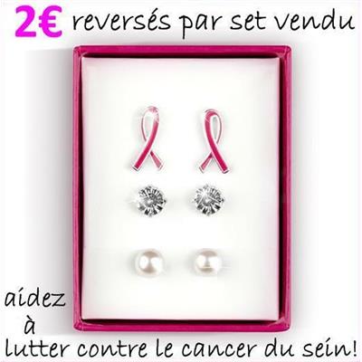 Coffret de 3 paires de boucles d'oreille de l'espérance - soutenez la lutte contre le cancer du sein