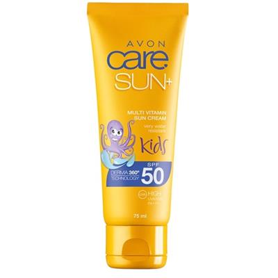 Crème solaire multivitaminée indice 50 pour les enfants, résistante à l'eau