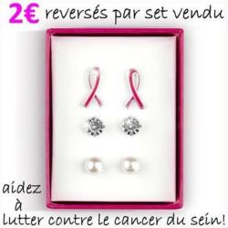 Coffret de 3 paires de boucles d'oreille de l'esprance - soutenez la lutte contre le cancer du sein