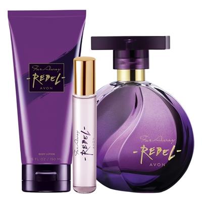 Lot 3 produits FAR AWAY REBEL eau de parfum lait hydratant et mini vapo