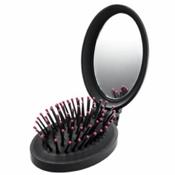 Brosse pliable de voyage et compacte noire AVON avec miroir intégré