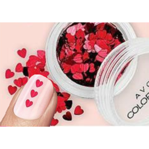 Mini coeurs rouges décors pour ongles Avon