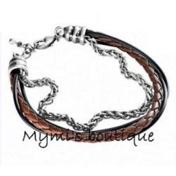 Bracelet masculin Seth marron et argenté