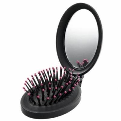 Brosse pliable de voyage et compacte noire AVON avec miroir intégré
