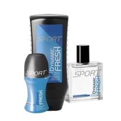 Lot  SPORT DYNAMIC FRESH Avon : eau de toilette, déo bille, gel douche