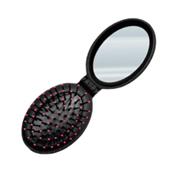 Brosse pliable de voyage et compacte noire AVON avec miroir intégré