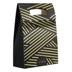 Bote paquet cadeau sachet triangulaire noire et dore